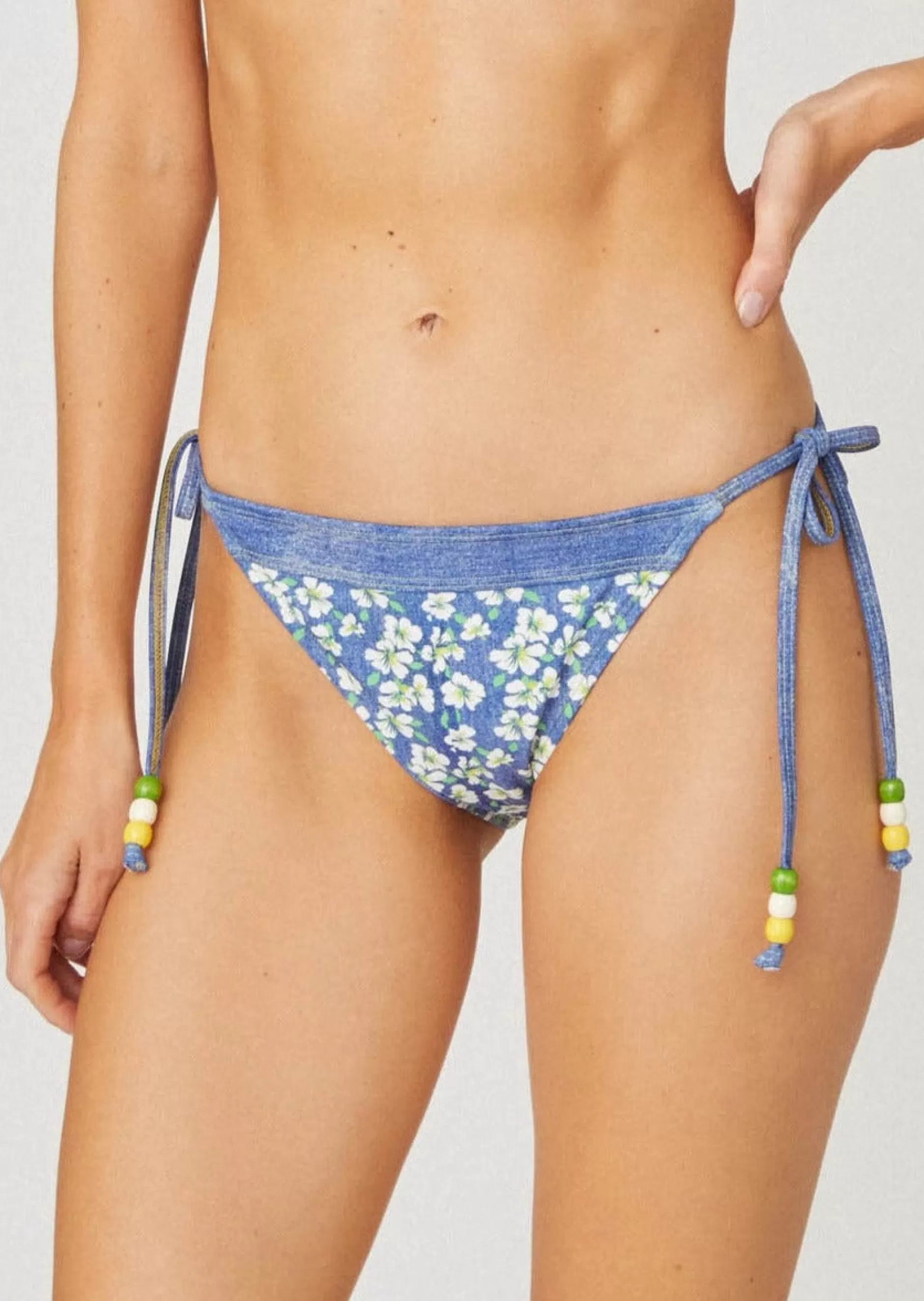 Sale Shoshanna Denim Clean Triangle Bikini Bottom Denim/Ivory