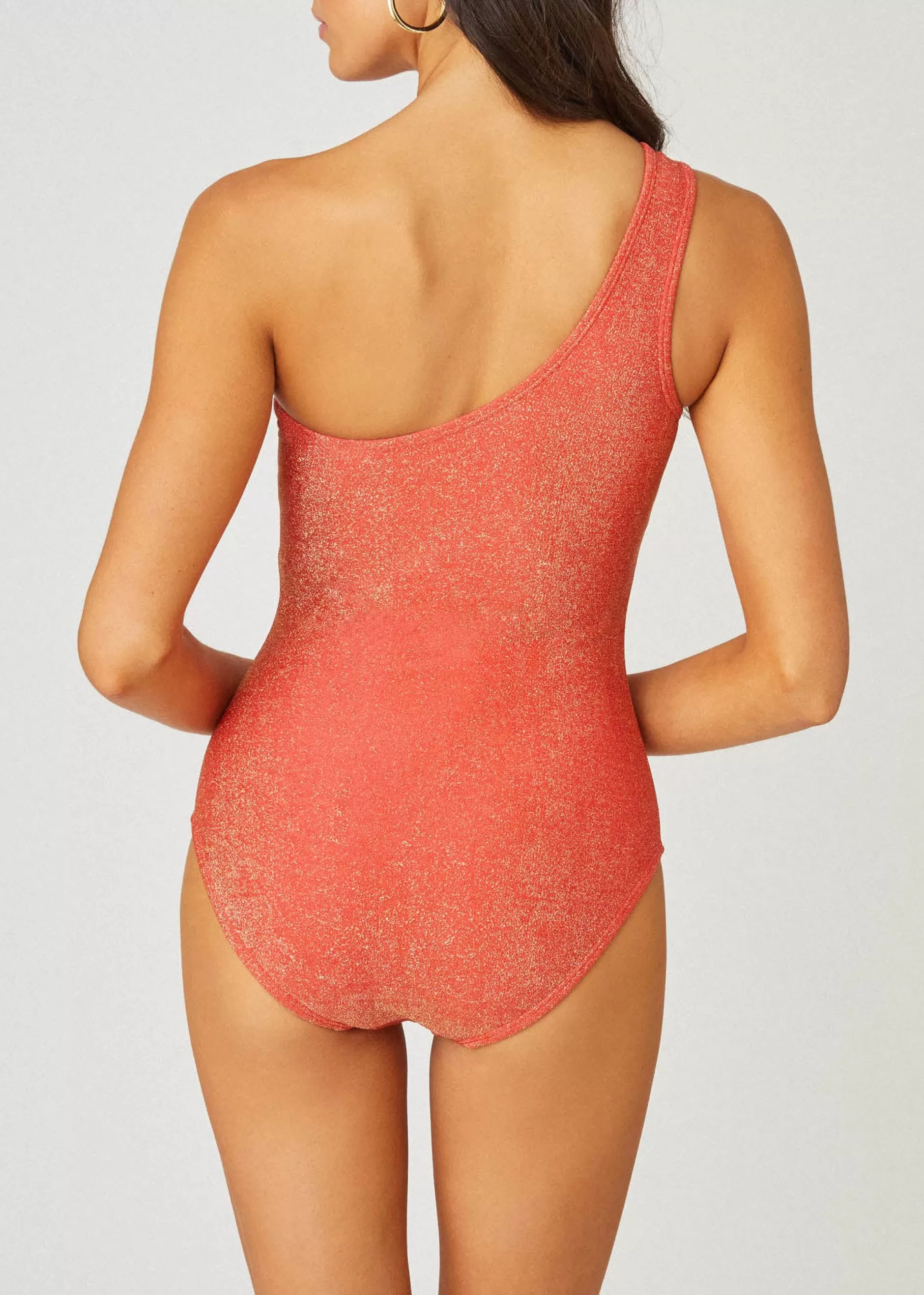 Shop Shoshanna Hot Coral Ring One Shoulder One Piece Swimsuit Hot Coral