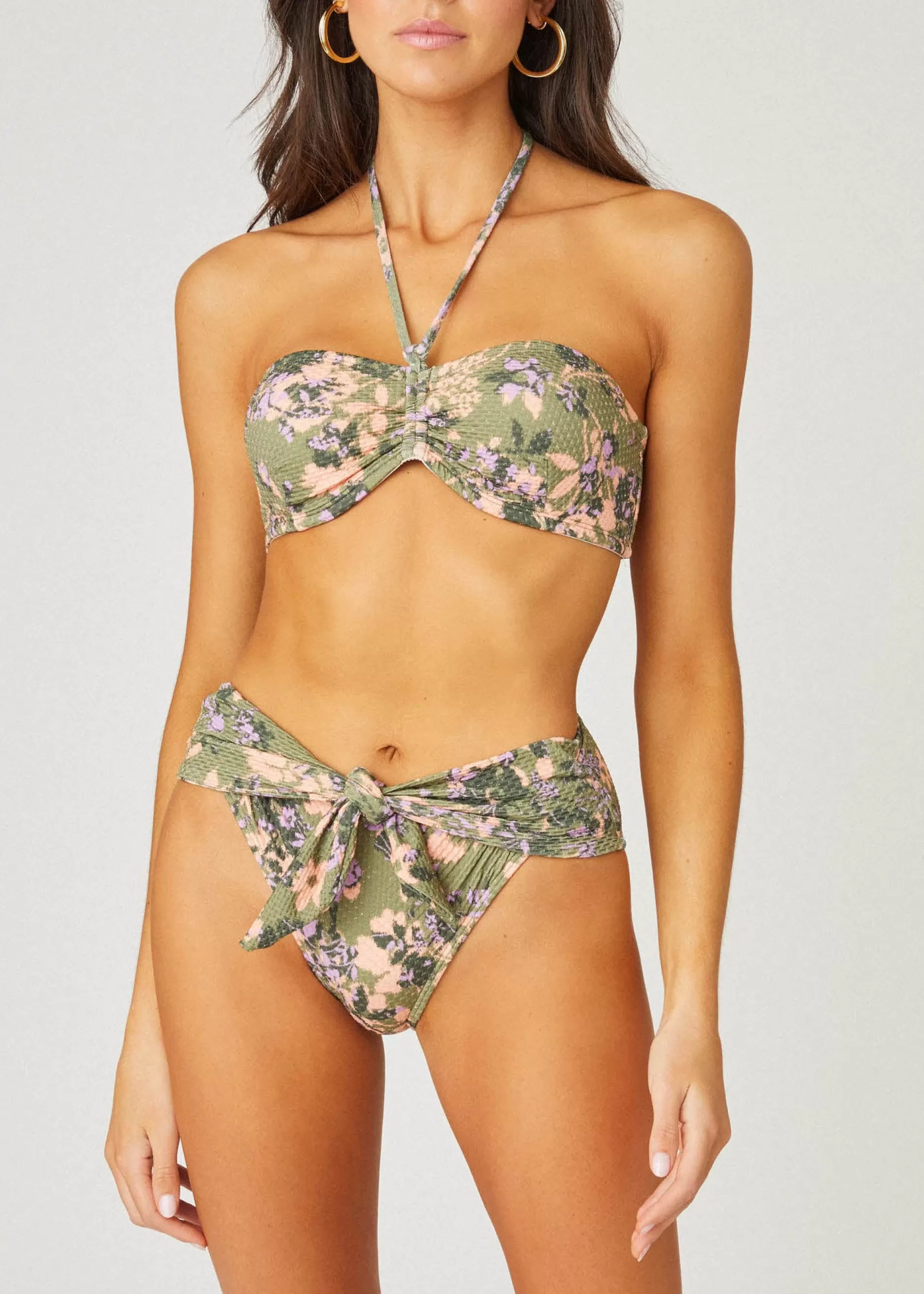 Best Shoshanna Olive and Lavender Cinched Bandeau Olive/Lavender