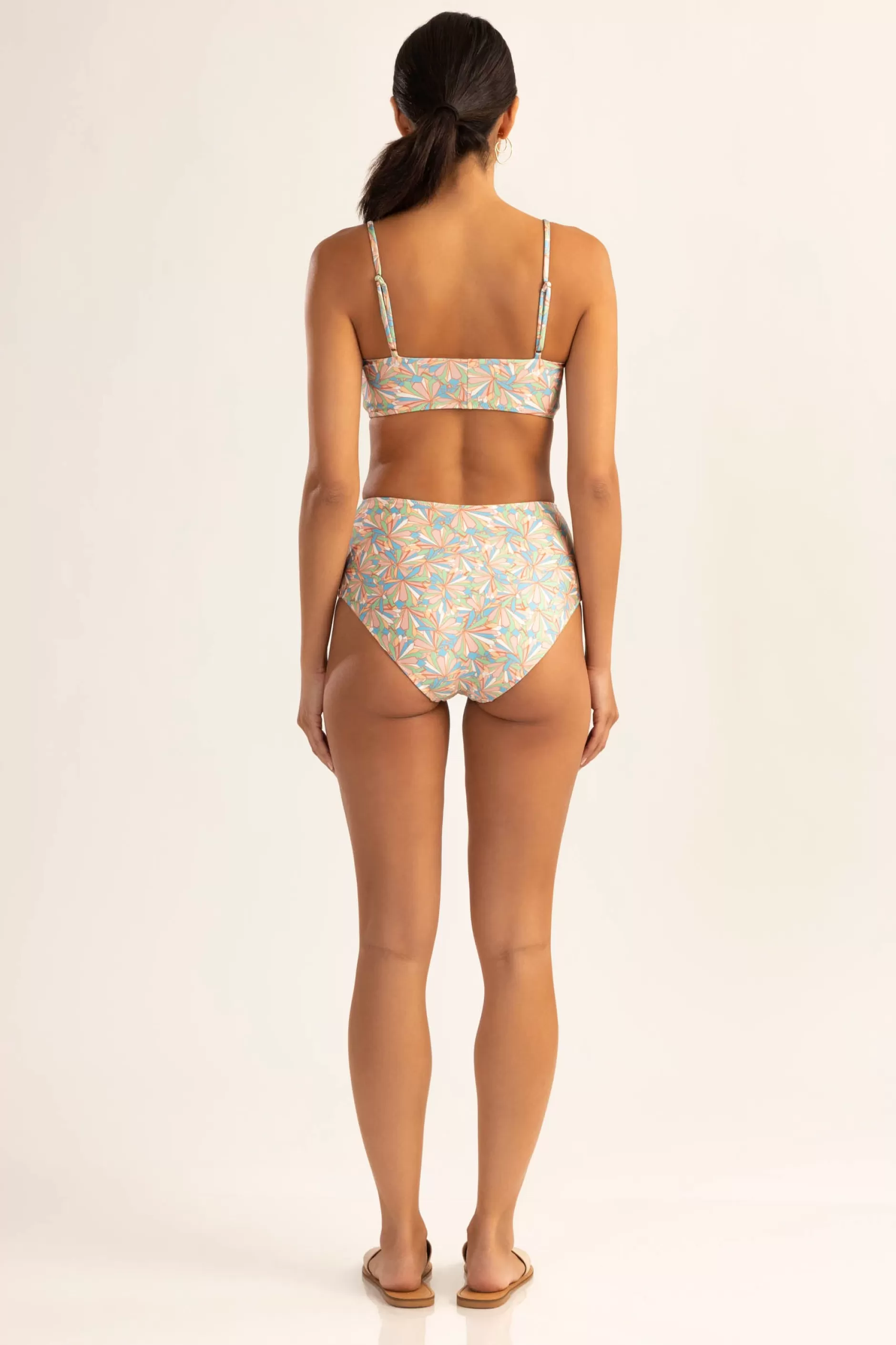 Hot Shoshanna Pastel Angled Flowers High Waist Bottom Pastel Multi