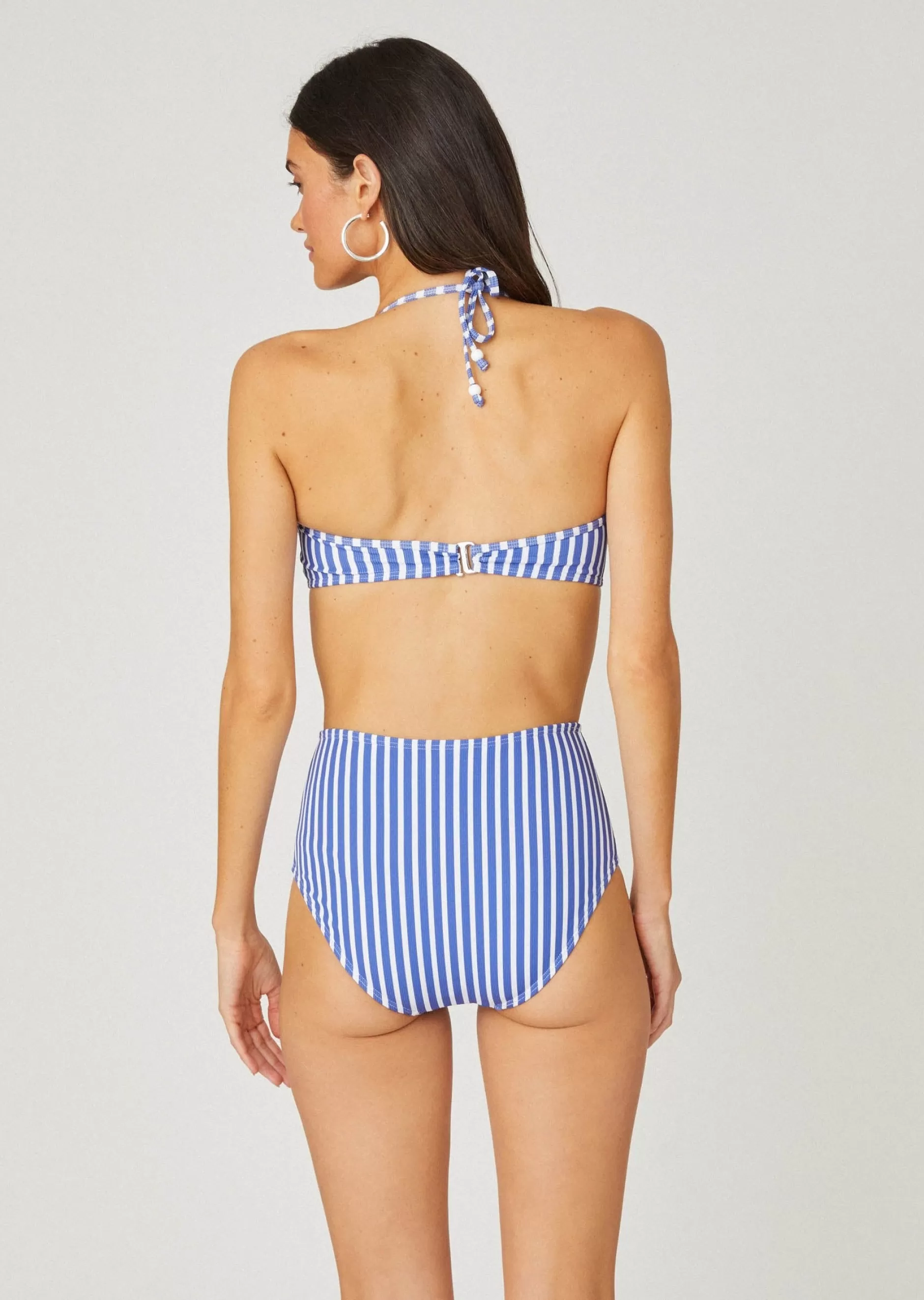 Fashion Shoshanna Sea Blue High Waist Bikini Bottom Sea Blue/Optic White